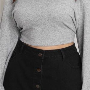 Elegant Light Gray Backless Crop Top Long Sleeve